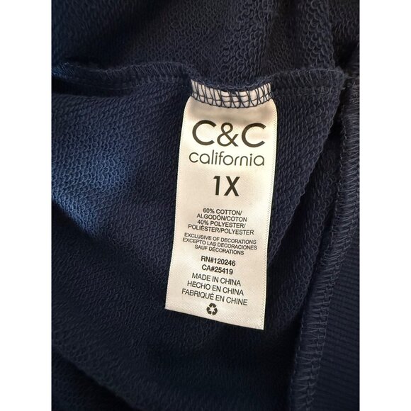 C&C California Women's 1X Navy Sweatshirt with Graphic Print - Picture 11 of 12